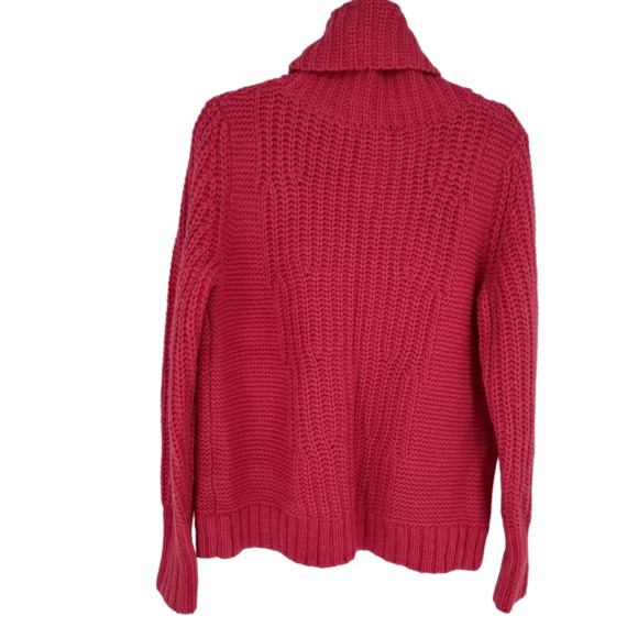 Banana Republic Womens L Wool Turtleneck Sweater Fisherman Pink Preppy Italian - Picture 5 of 8